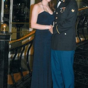 Navy gown, cutout back